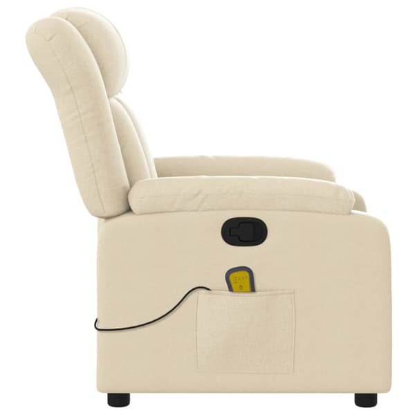 Massagefåtölj krämfärgad tyg