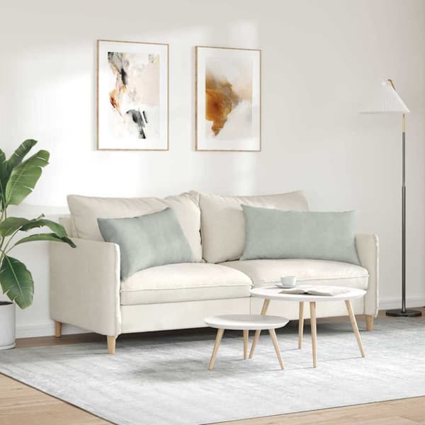Sofakuddar 2 pcs Ljusgrå 80 x 40 cm Kordread tyg