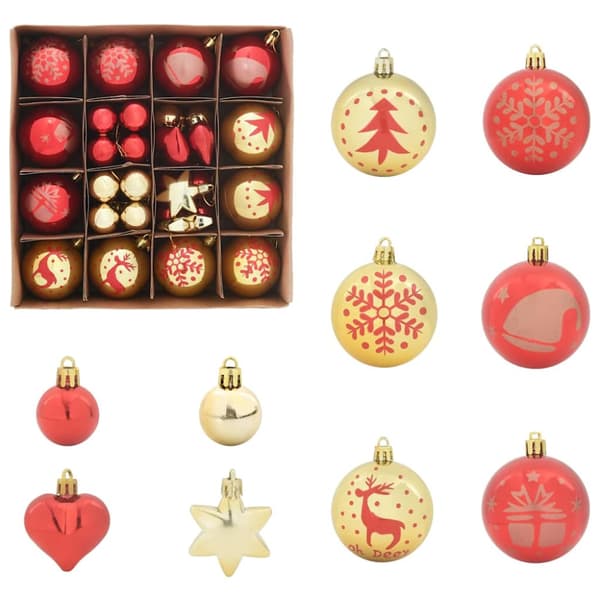 Julprydnad Set 40 pcs Guld och röd Plast