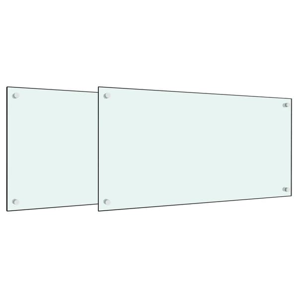 Stänkskydd 2 st vit 80x60 cm härdat glas