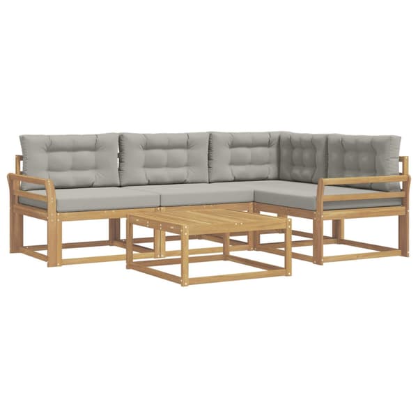 Utomhussoffset 5 pcs Vit och ljusgrå 79 x 79 x 37 cm Polyester