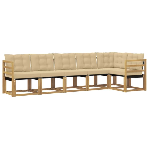 Utomhussoffset med kudde 6 pcs Vit och Beige