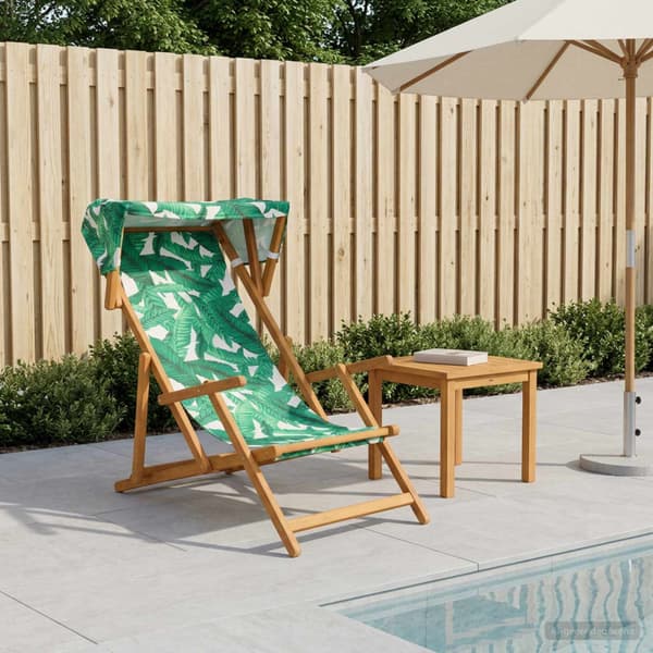 Deck Chair 3 Position Massiv Eukalyptus Trä Bladmönster