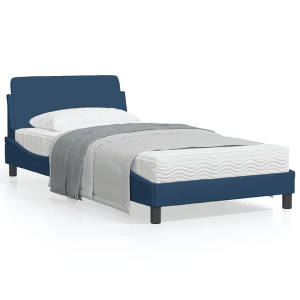 Bed Frame with Headboard "Dover" Blue 100x200 cm Fabric
