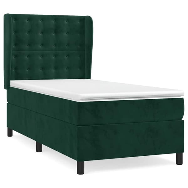 Ramsäng med madrass mörkgrön 100x200 cm sammet
