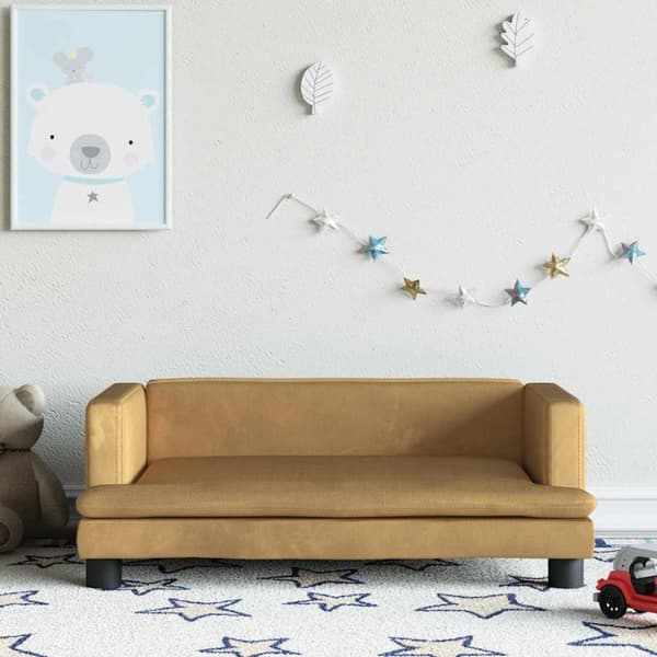 Barnsoffa brun 80x45x30 cm sammet