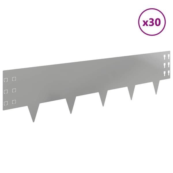 Kant för gräsmatta 30 pcs 100 x 25 cm Stål Silver
