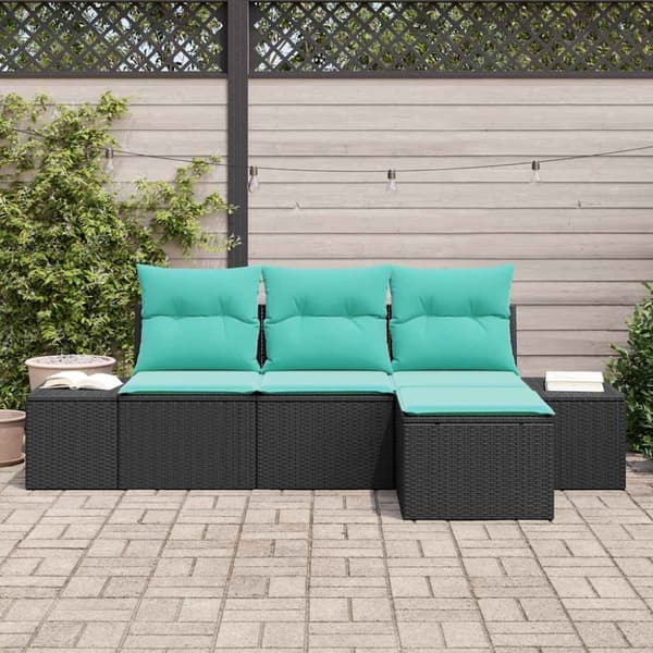 Soffset 4 st Svart [Syntetisk]: Poly Rattan