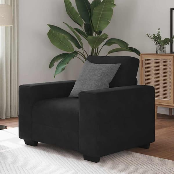 Soffstol svart 100x77x82 cm sammet