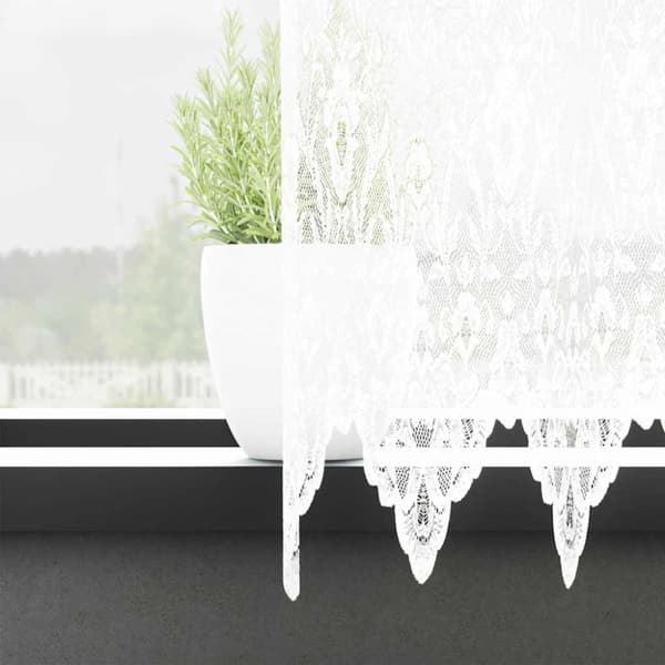 Spetsgardin med gardiner Vit 600 x 100 cm Polyester