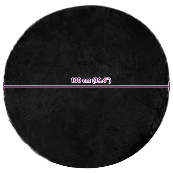 Fuskfäll matta TAFALLA Svart Ø 100 cm Polyester