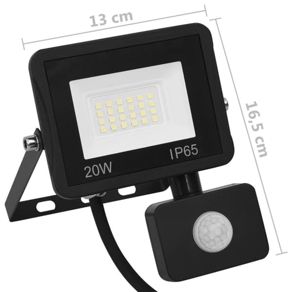 Strålkastare med sensor 20 W LED varmvit