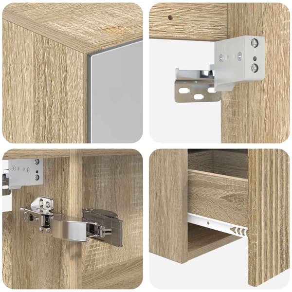 Badrumsskåpsset 4 pcs Sonoma-ek Konstruerat trä