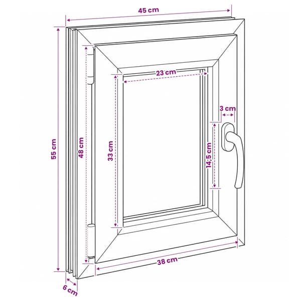 Källarfönster RISOR 50 x 55 cm PVC och glas
