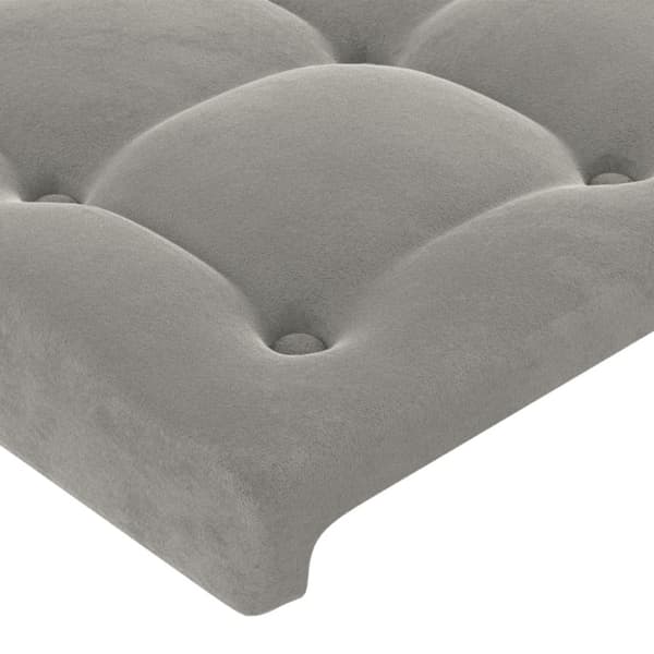 Sänggavel LED ljusgrå 103x16x78/88 cm sammet