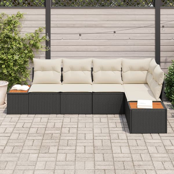 Trädgårdsoffset 5 st Svart Poly rattan