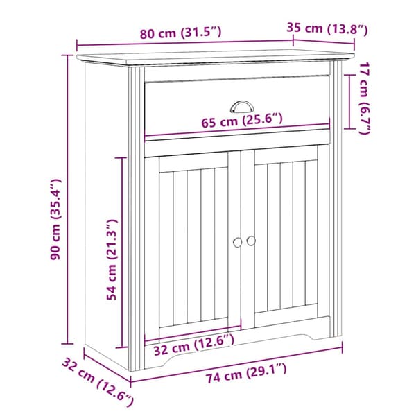 Hallskåp BODO vit 80x35x90 cm