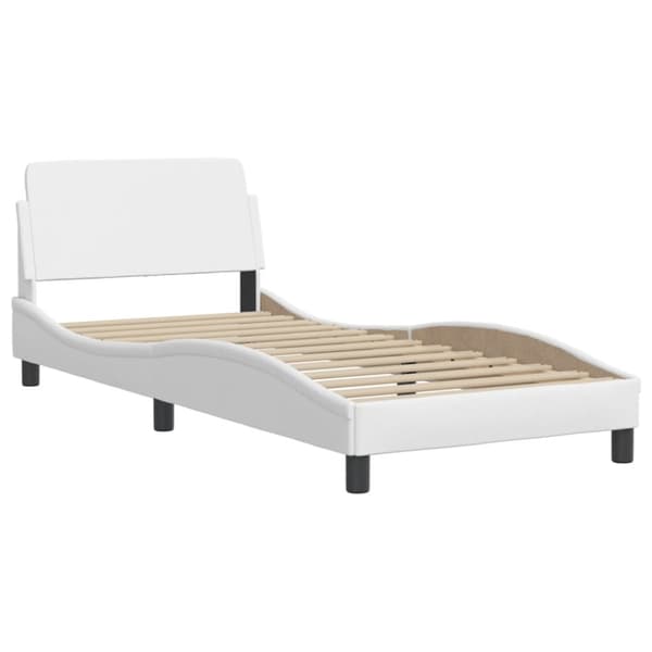 Bed Frame with LED without Mattress "Hvar" White 90x190 cm
