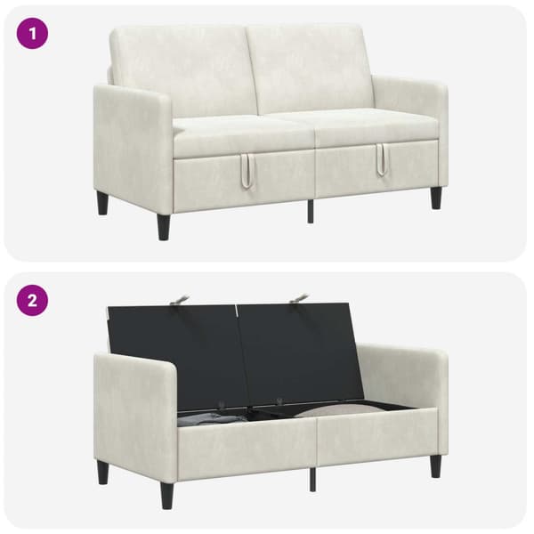 Soffa med förvaring Gräddvit 152 x 78 x 87 cm Polyester