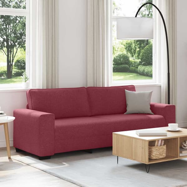 3-sitssoffa vinröd 220x77x82 cm tyg
