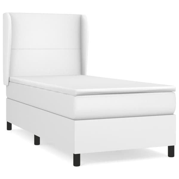 Ramsäng med madrass vit 90x200 cm konstläder