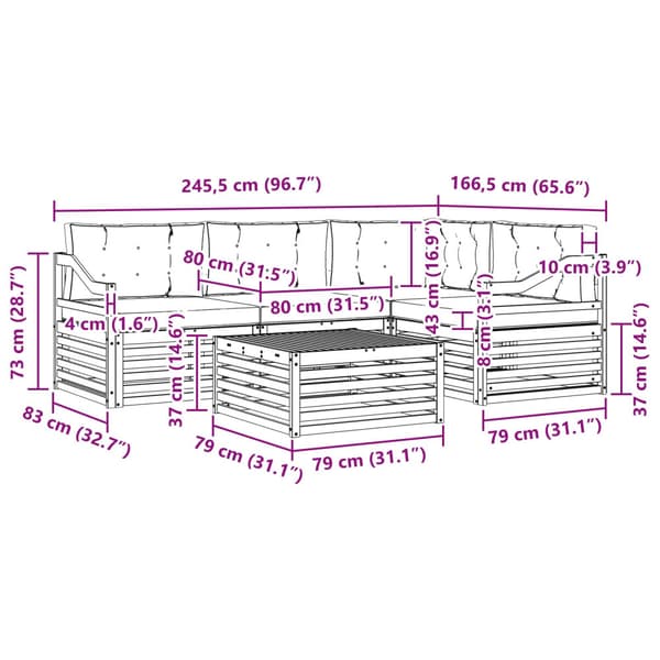 Utomhussoffset med kudde 5 pcs Vit och antracit Polyester