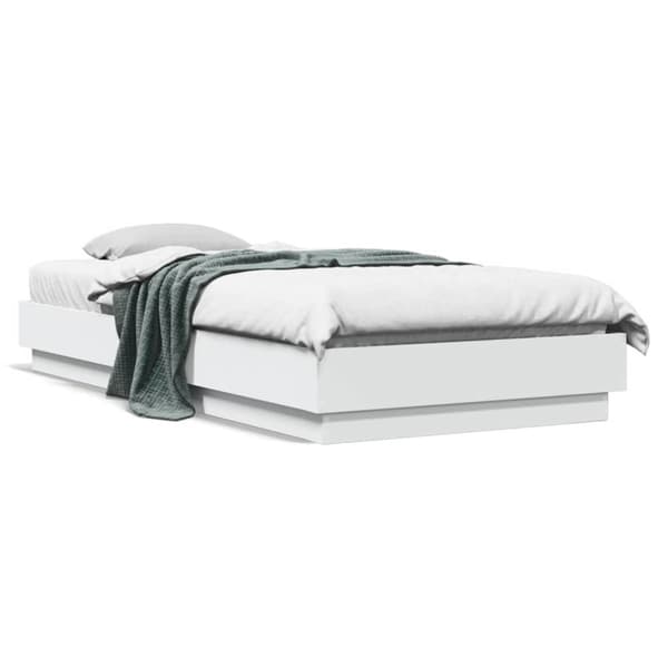 Sängram vit 90x200 cm konstruerat trä