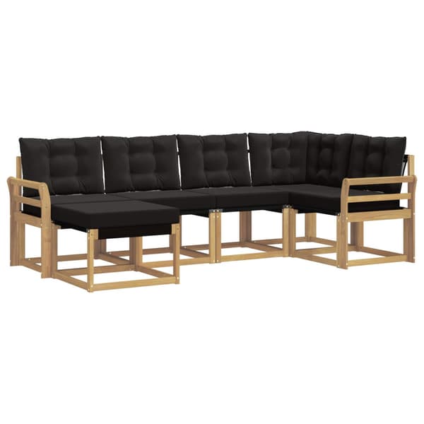 Utomhussoffset med kudde 6 pcs Vit och svart