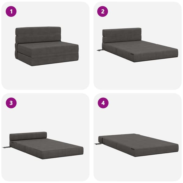 Fällbar Soffbed Mörkgrå 70 x 72 x 60 cm Tyg