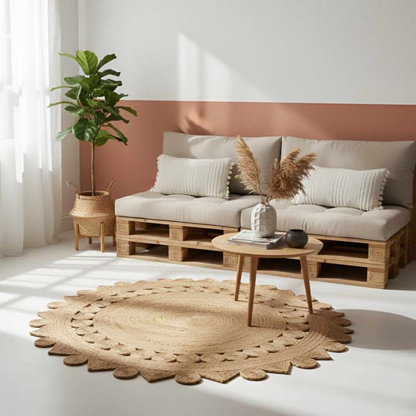 Områdesmattor Rektangulär Brun Ø 210 cm Jute