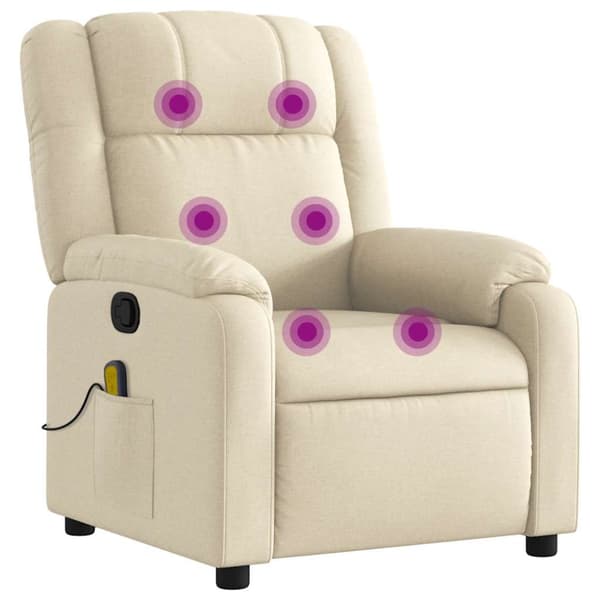 Massagefåtölj krämfärgad tyg