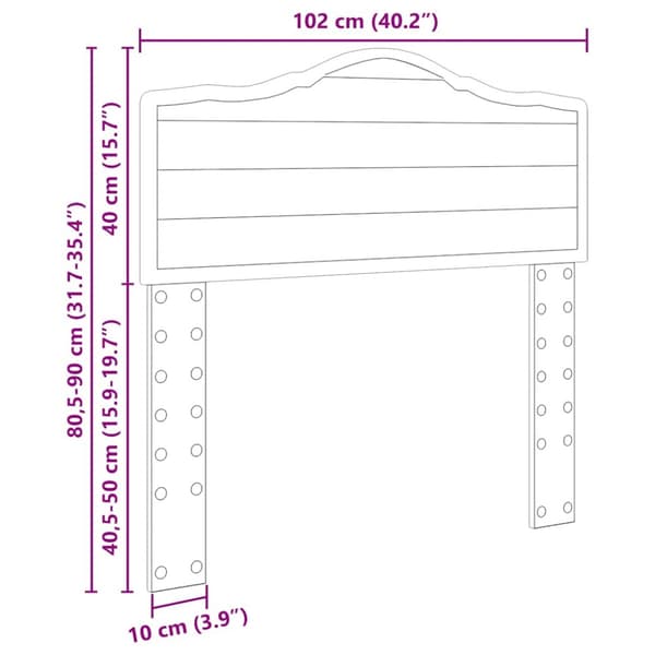 Huvudgavel Rökt ek 90 cm Konstruerat trä