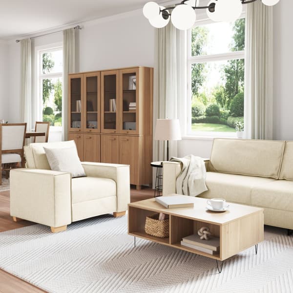 Soffset 3 st Beige Linnenblandad tyg