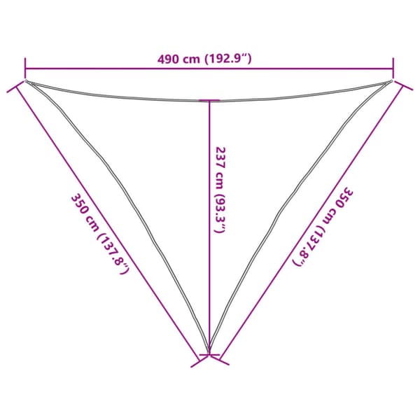 Solsegel 160 g/m² triangulär ljusgrå 3,5x3,5x4,9 m HDPE