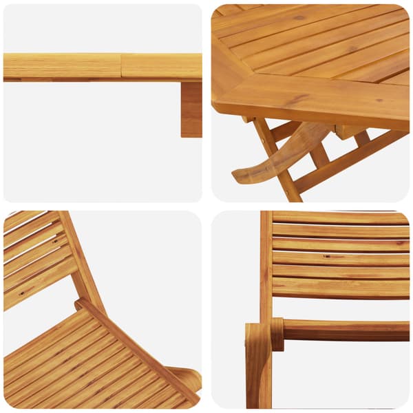 Fällbart bistroset 3 pcs Brun Massivt Akaciaträ