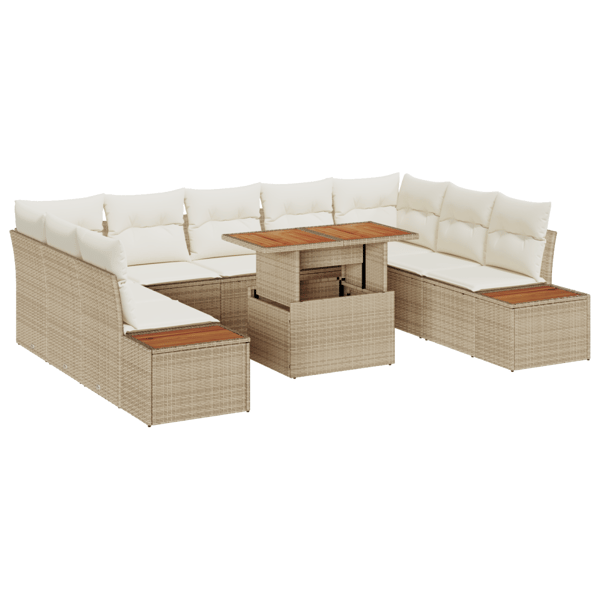 Trädgårdsoffset 10 st Beige Poly rattan