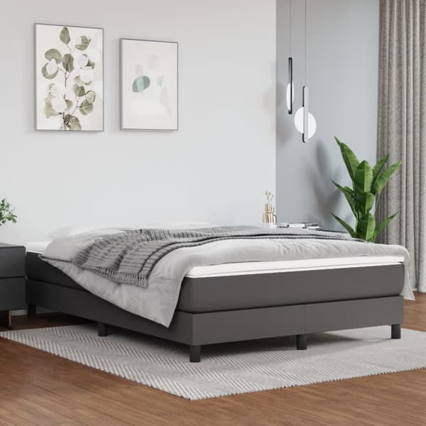 Boxspring-sängram grå 140x200 cm konstläder
