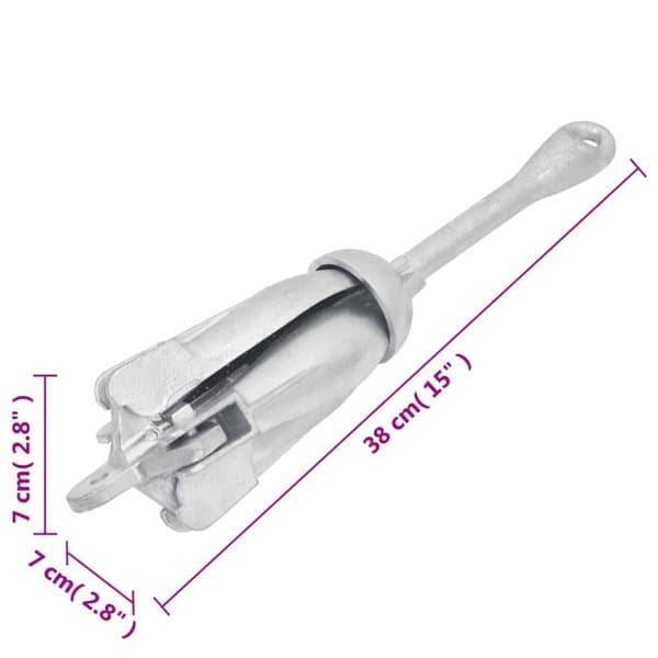 Hopfällbart ankare med rep silver 2,5 kg smidbart järn