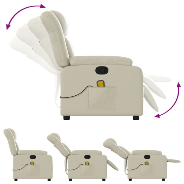 Massagefåtölj gräddvit konstläder