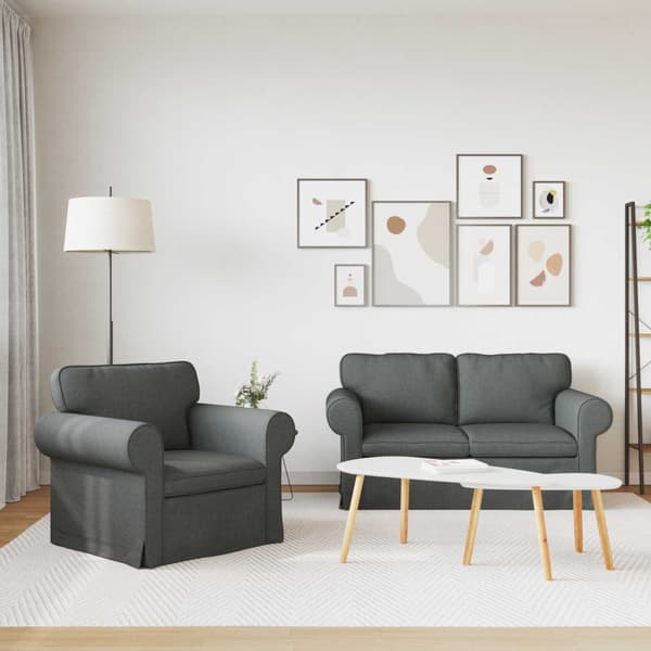 Soffset 2 pcs Mörkgrå 155 x 82 x 80 cm tyg