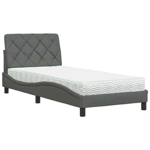 Bed with Mattress Dark Grey 80x200 cm Fabric