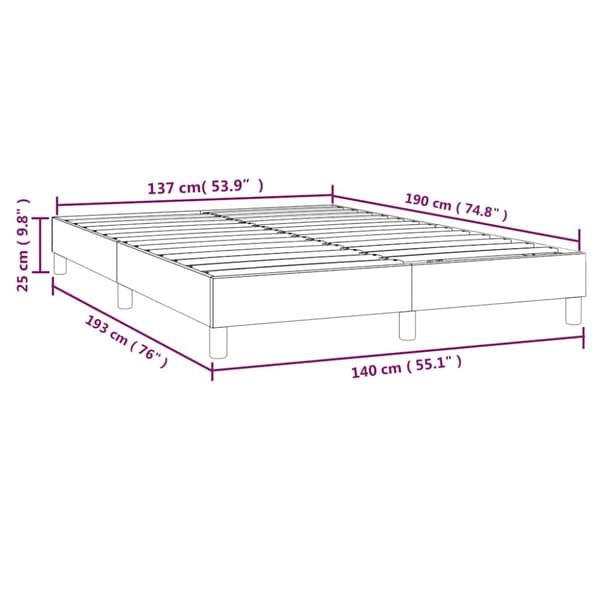 Boxspring-sängram mörkblå 140x190 cm sammet
