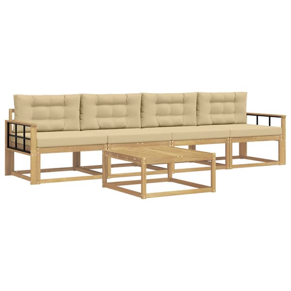 Utomhussoffset med kudde 4 pcs Vit och Beige