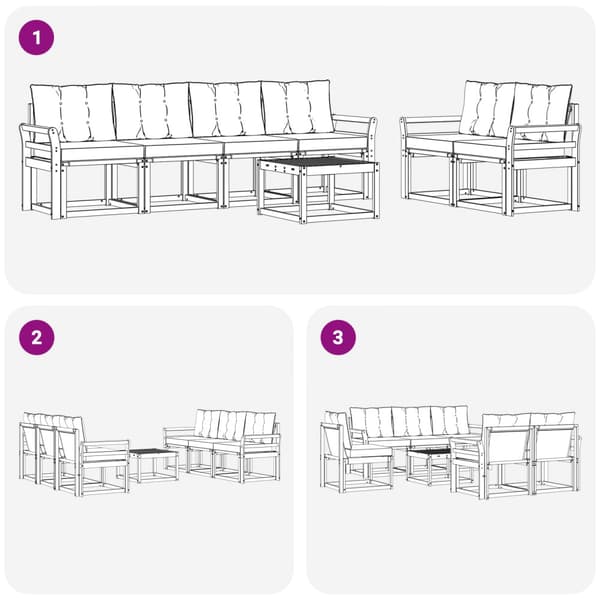Utomhussoffset med kudde 7 pcs Vit och Beige