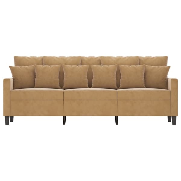 3-sitssoffa brun 180 cm sammet