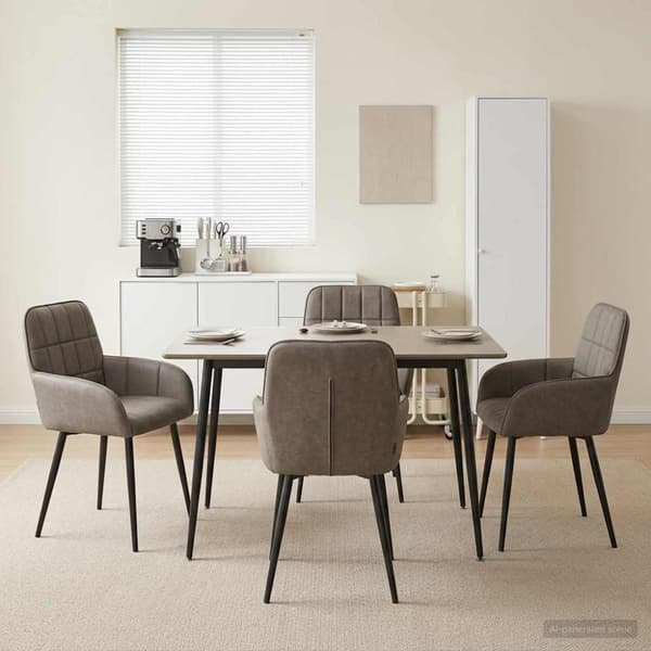 Matstolar 4 pcs Konstläder Grå 57 x 50 x 85 cm