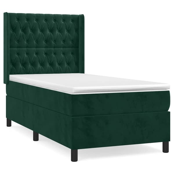 Ramsäng med madrass mörkgrön 100x200 cm sammet