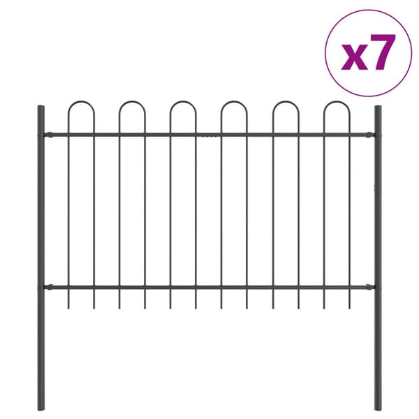Trädgårdsstängsel 7 pcs Grå 11,9 x 1 m Pulverlackerad stål