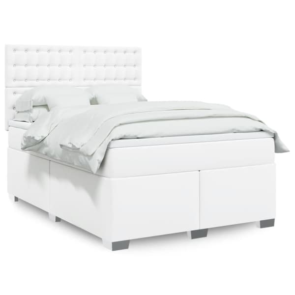 Ramsäng med madrass vit 140x190 cm konstläder
