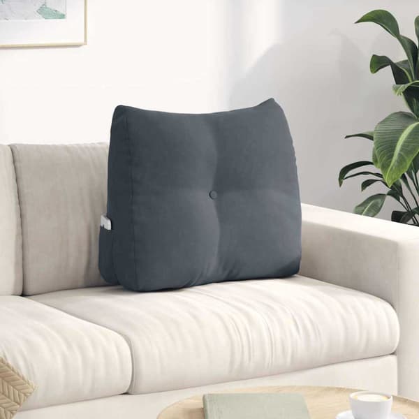 Ryggkudde Mörkgrå 60 x 24 x 50 cm Sammet